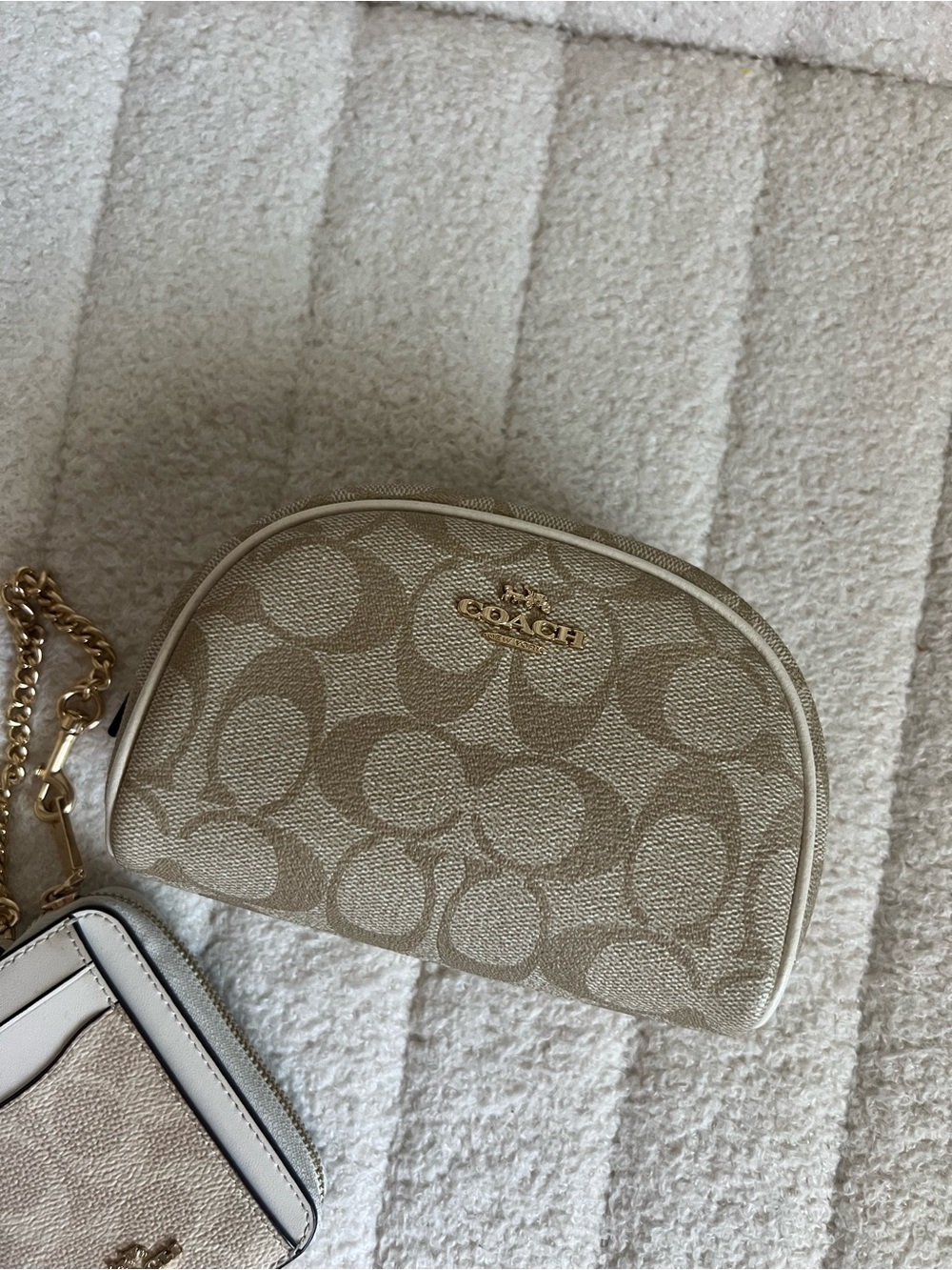 COACH Signature Canvas Small Cosmetic Case in Beige